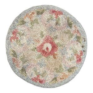 Decorative Handcrafted Floral Hooked Round Chair Cover Needlepoint Tapestry